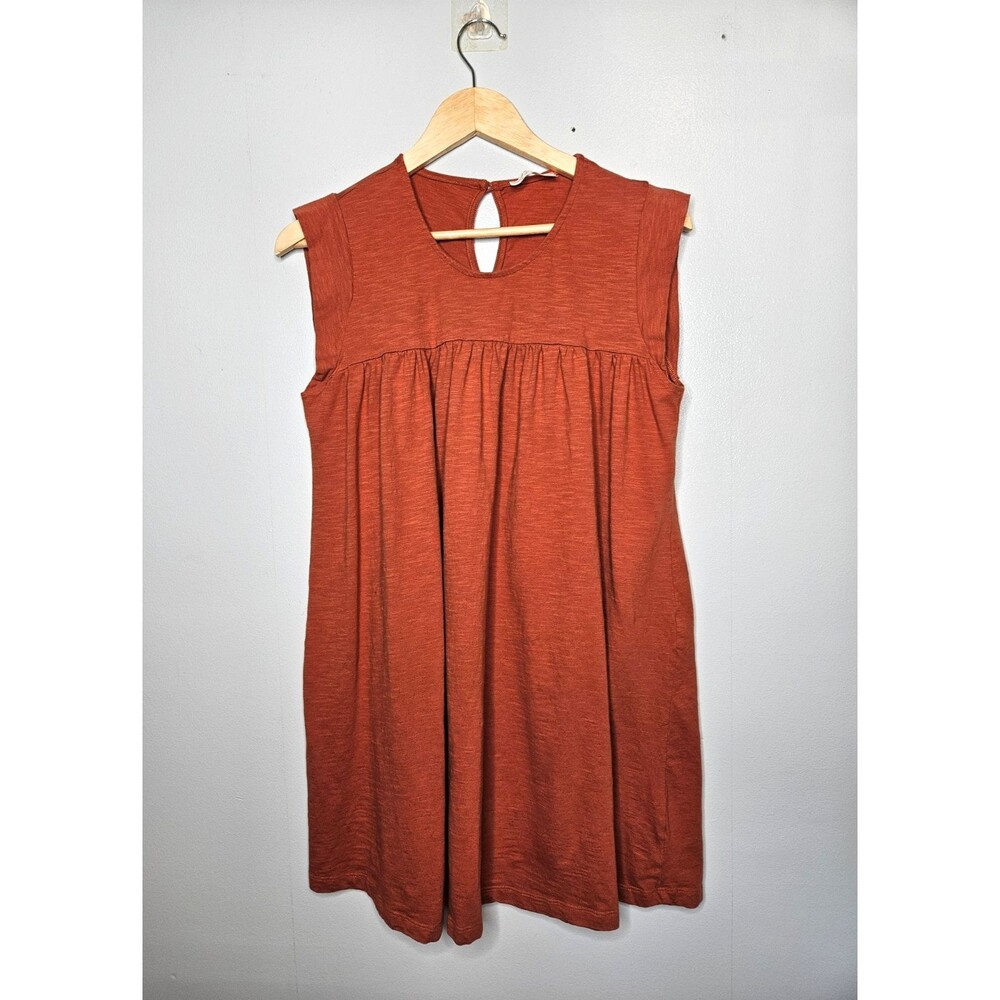 NATURAL by KNOWN SUPPLY Mini Dress Tunic Top Small Organic Cotton Burnt Orange
